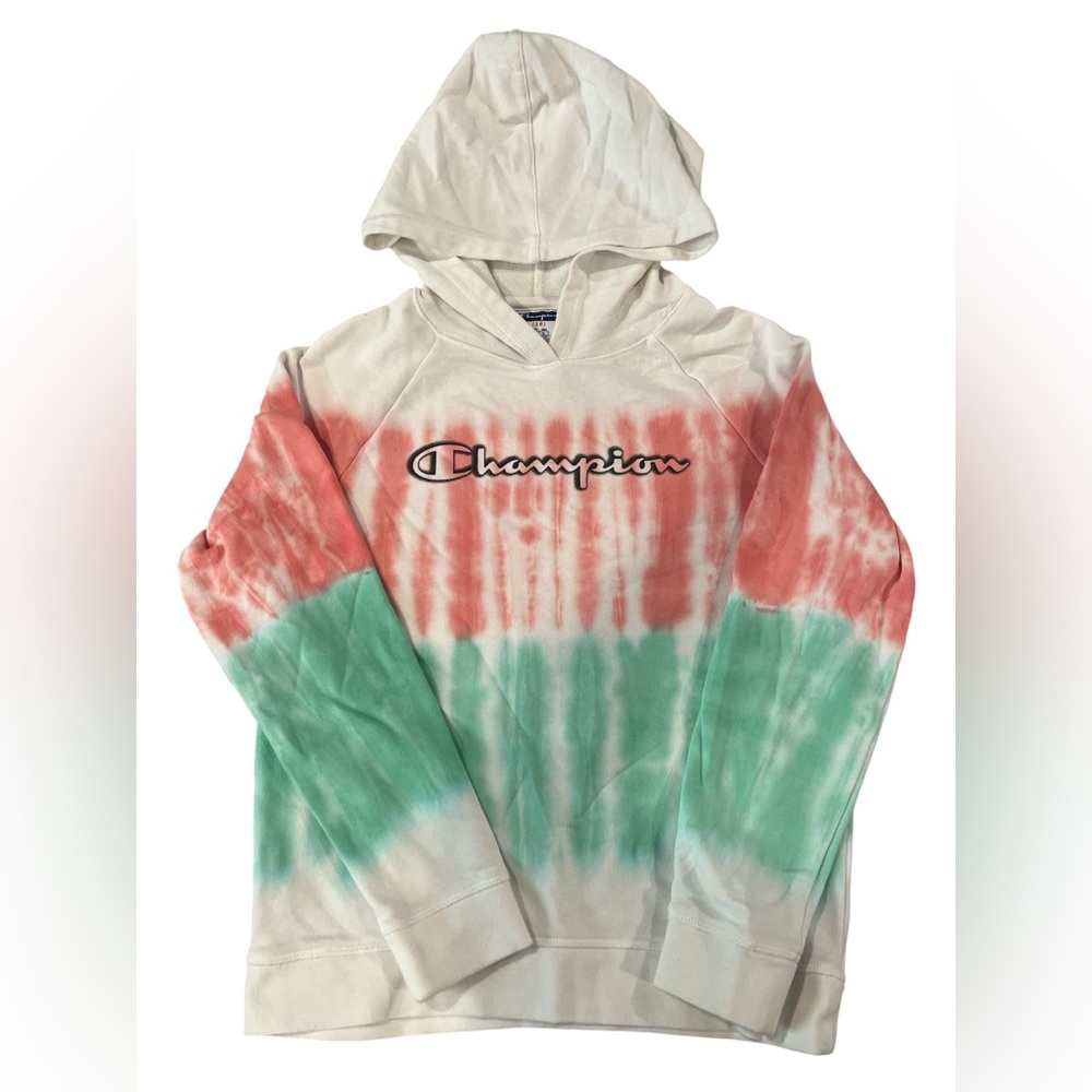 Champion Pink and Green Tie-Dye Hoodie